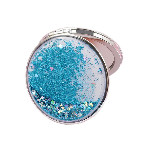 HSYHERE Creative Quicksand Moving Sand Small Mini Makeup Mirror Double-Sided