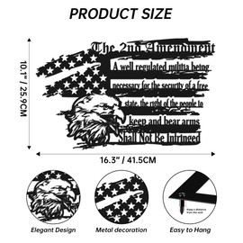 American Eagle 2nd Amendment Metal Art, Patriotic Wall Decor