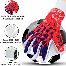 EFAH SPORTS Goalkeeper Gloves for Children and Adults with Padded Palm, Breathable and Strong Grip Football Gloves (Red, Size 6, Suitable for 13 to 15 Years Old, Ambidextrouse)