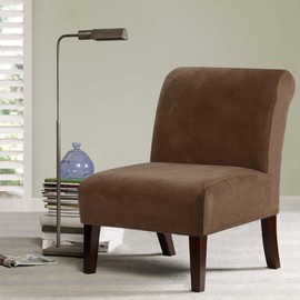 H.VERSAILTEX Velvet Accent Chair Covers High Stretch Armless Chair Covers for Living Room Luxury Thick Velvet Chair Slipcovers Modern Furniture Protector with Elastic Bottom, Machine Washable, Camel