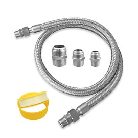 Vaticas Universal Industrial Grade Compressor Jumper Hose 1/2" NPT Male x 48" Length, 750°F, 450 PSI, Flexible Whole Body Stainless Steel Metal Hose, Both Sides Fittings Rotate Freely and Sealing Tape