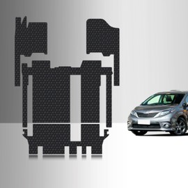 TOUGHPRO Floor Mats Accessories 1st + 2nd + 3rd Row for Toyota Sienna (8 Passengers) All Weather Black Rubber 2011 2012 2013 2014 2015 2016 2017 2018 2019 2020