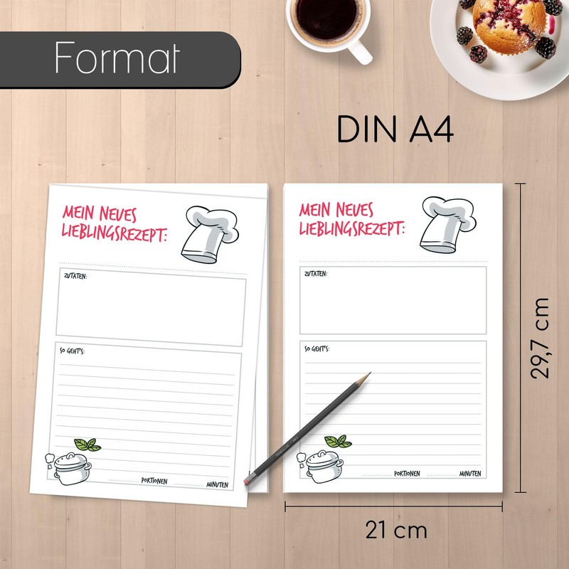 younikat Recipe Pad Set of 2 I 50 Recipe Sheets