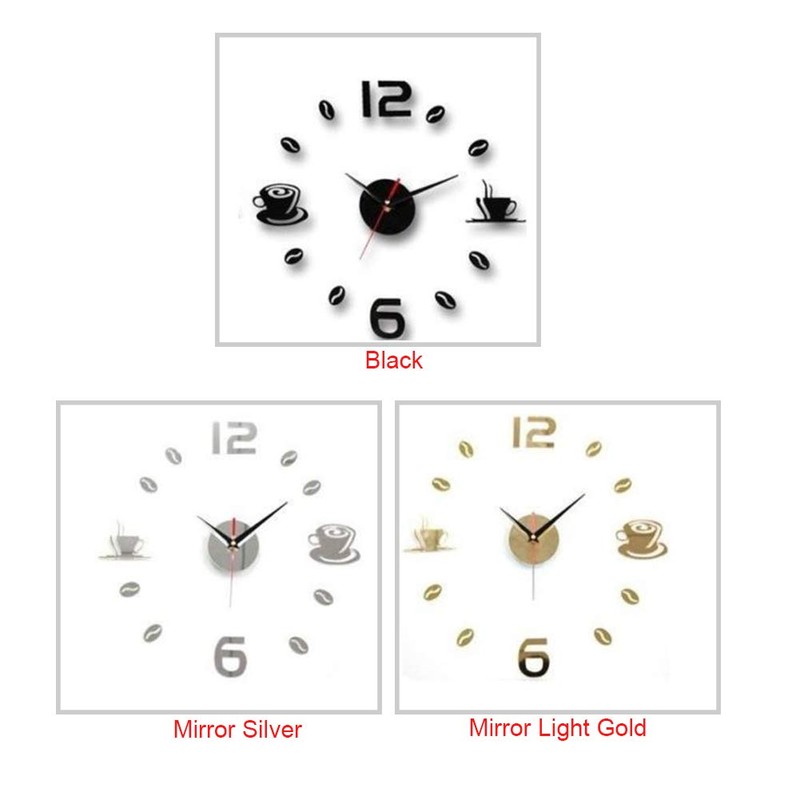 ZSooner Acrylic 3D Wall Clock, Coffee Cup Pattern DIY 3D