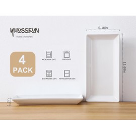 YHOSSEUN Porcelain Serving Platters Rectangular Trays White Serving Platters for Party, Stackable Serving Plates Set of 4,12 inch
