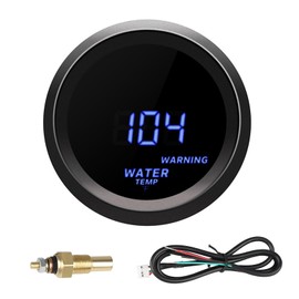 2'' 52mm Water Temperature Gauge, Car Digital Blue Led Water Temp Gauge Kit 104-302℉ with Sensor Adapter 1/8’’ NPT for DC12V Vehicle Car SUV Truck Automotive