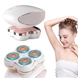 Depiladora Eléctrica Mujer 4 Hojas 360°, Depiladora Facial Silenciosa | 4 cabezales, Sin dolor, Para cara cuerpo y axilas, Precisión, Portátil, Ideal para retoques diarios
