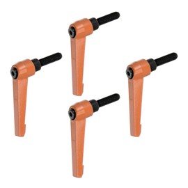 sourcing map 4pcs Adjustable Clamping Lever Handles M8 x 25mm Male Thread Bolt Knobs Rotating Screw Locking Quick Release Ratchet Push Button Handle, Orange