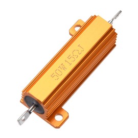 sourcingmap 50W 15 Ohm 5% Aluminum Housing Resistor Screw Tap Chassis Mounted Aluminum Case Wirewound Resistor Load Resistors Gold Tone 1pcs