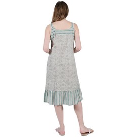 LA CERA Women's Pleat Front Cotton Chemise Nightgown With Flounce, Scoop Neckline, Side Pockets, Machine Wash