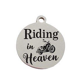 Riding in Heaven Laser Engraved Charm, Memorial Charm, Motorcyle charm. Jewelry Making