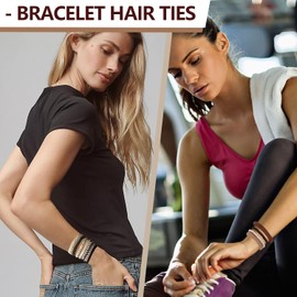 SIADEE Pony tails hair ties for thick or thin hair, no damage,black,white strong bands for women or girl, Boho 40pcs,elastics hairtyes hair tie bracelets for Mother's Day,Valentine's Day,Christmas gifts.