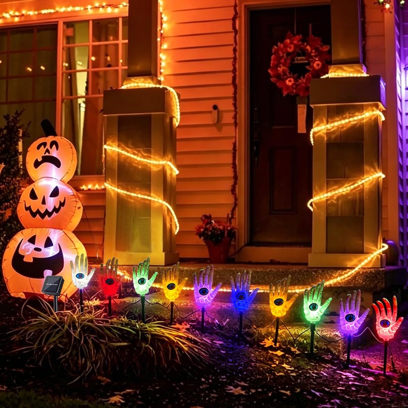 RueXig Halloween Solar Skeleton Hand Lights Outdoor, 10 LED Solar
