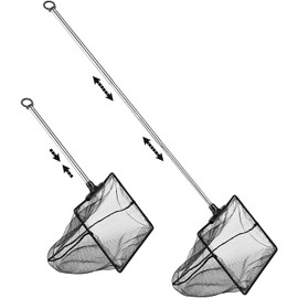 Filhome 6" Aquarium Fish Net with Extendable Stainless Steel Long Handle, Fine Mesh Fish Net for Fish Tank Betta Fish Net