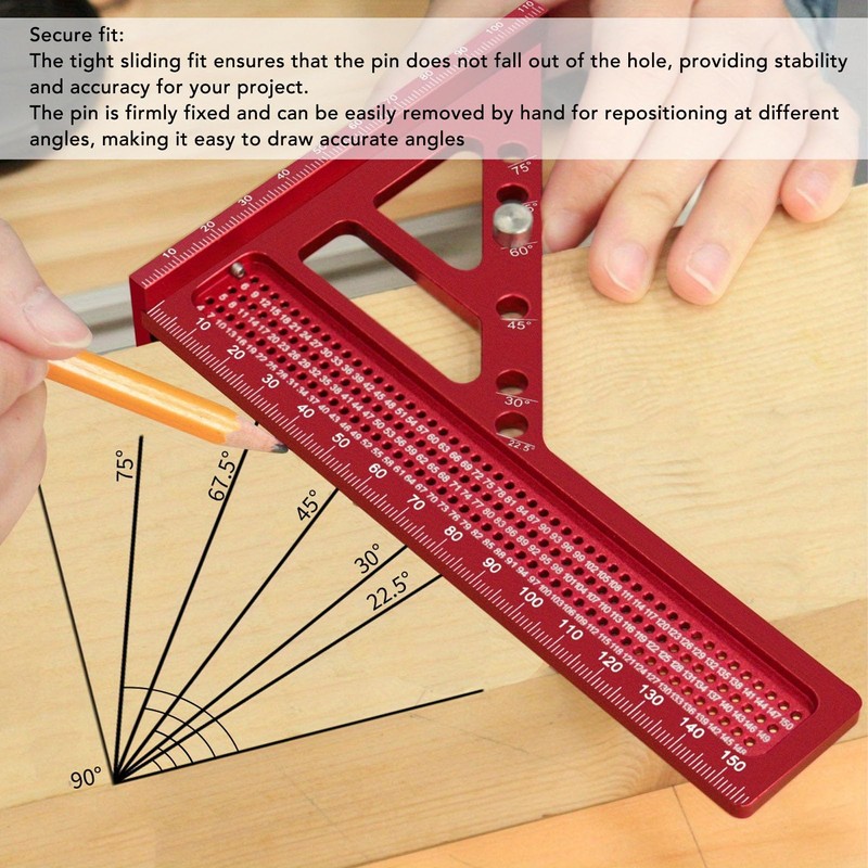 3D Multi-Angle Measuring Ruler, Aluminum Alloy Woodworking Square Protractor, Miter