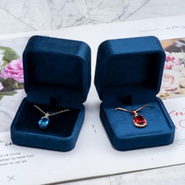Giftop Classic Velvet Jewelry Gift Box Case for Necklace Pendant (Blue)