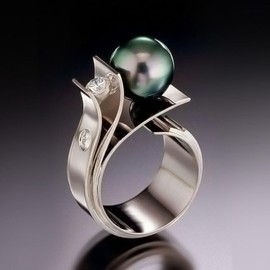 XRCXBLSC Black Pearl Ring Freshwater Silver Jewelry Black Pearl Ring Round 925 Sterling Silver Jewelry Black Pearl Ring AAA Quality Nature Pearls with 1 cttw Moissanite Sterling Silver Ring(T1/2)