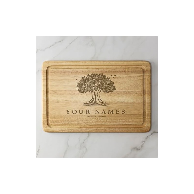 Couples Names Engraved Wooden Chopping Board Family Tree Cheese Board