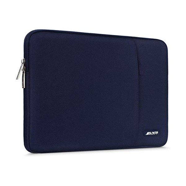 MOSISO Laptop Sleeve Bag Compatible with MacBook Air/Pro Retina, 13-13.3 inch Notebook,Compatible with MacBook Pro 14 inch 2021 2022 M1 Pro/Max A2442,Polyester Vertical Case with Pocket, Navy Blue