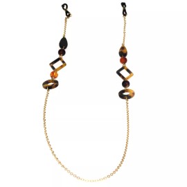 SA106 Womens Tortoise Marble Jewel Pendant Eyewear Glasses Neck Loop Gold Chain