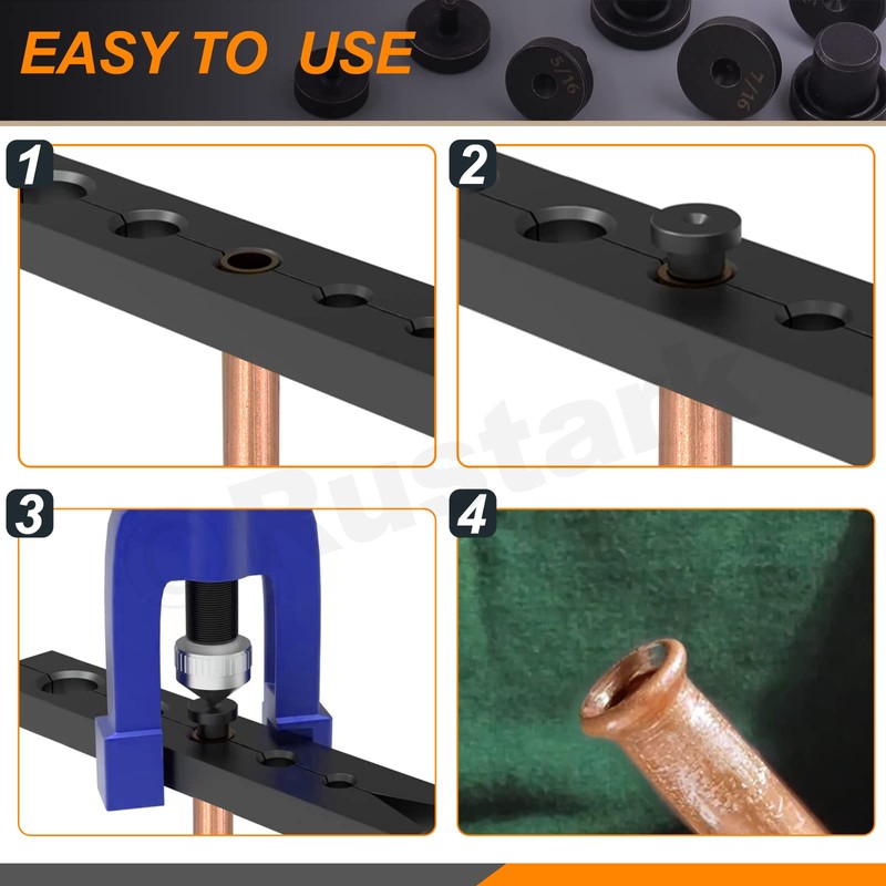 Rustark 14Pcs Double Flares Adapters Tool Kit Replacement Head Fit
