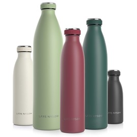 LARS NYSØM Stainless Steel Insulated Water Bottle 12oz 17oz 25oz 34oz 51oz | BPA-Free Insulated Thermo Flask for Hot and Cold Beverages | Leakproof Drinking Bottle (Berry, 25oz)