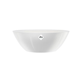 elho Brussels Diamond Oval 36 - Flower Pot for Indoor - 100% Recycled Plastic - Ø 35.5 x H 13.0 cm - White/White