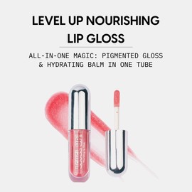 Kara Beauty Level Up Nourishing Lip Gloss - Virtual | High Shine Sugar Melon Scented Lip Gloss with Hyaluronic Acid, Rosehip Oil & Vitamin E | Tinted Lip Balm & Lip Plumper Gloss for Women