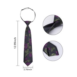 Alizeal Boys 7cm Floral Pre-Tied Necktie 13inches Length Elastic Adjustable for Graduation School Wedding Tie, Black+Magenta