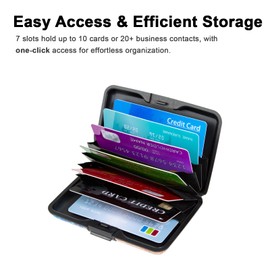 Kaabao Credit Card Holder for Women Men RFID Blocking Wallet Small Business Metal Slim Mini Aluminum Hard Case, Black White Striped Heart, Small, Minimalist, Compact, American