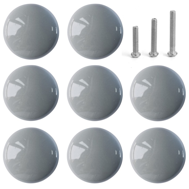 Perphin Ceramic Drawer Knobs 8 Pack Grey Porcelain Cabinet Pulls