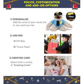 DolliBu Sloth Police Officer Super Soft Plush Toy - Soft Sloth Cop Stuffed Animal Dress Up with Cute Cop Uniform and Cap Outfit - Gift with Personalization - 7.5 Inches