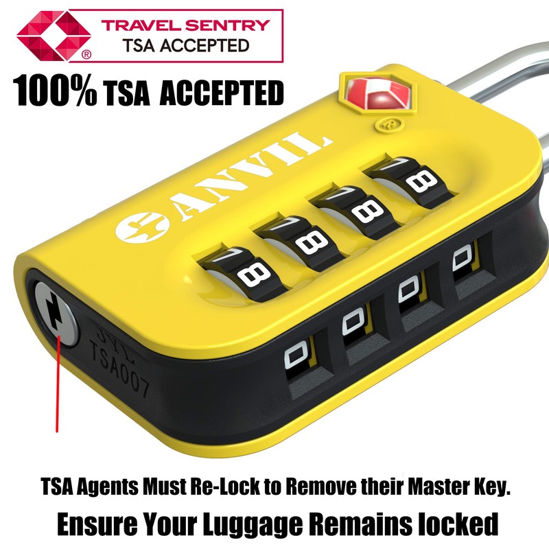 ANVIL TSA Approved Luggage Lock - 4 Digit Combination, 10,000