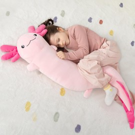 MaoGoLan Large Axolotl Plush Body Pillow,Big Axolotl Plush Pillow Toy,XL Axolotl Stuffed Animal for Kids, Axolotl Plush Glow in The Dark, Christmas Valentine Birthday Gift Blue