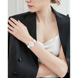 CIVO Ladies Watches Leather White: Analogue Quartz Watches for Women Date Waterproof Fashion Dress Womens Wrist Watches Minimalist Elegant Gifts for Women