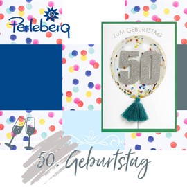 Perleberg hochwertige Geburtstagskarte zum 50. Geburtstag - edle Karte zum Geburtstag mit Umschlag - schöne Geburtstagskarten 15 x 15 cm - Karte Geburtstag für eine gelungene Überraschung