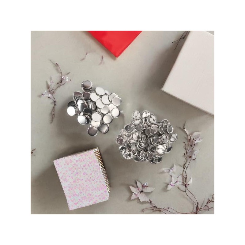 100 Sets Blank Button Making Accessories, Round Badges, Button Parts,