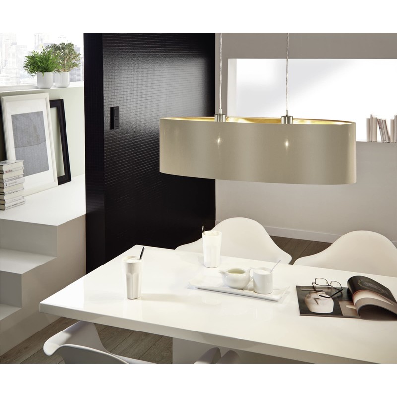 EGLO Lighting 31613A Two Light Pendant, Matte Nickel, 72.00x30.75x8.66