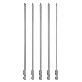 sourcing map 5pcs #2 Phillips Screwdriver Bit PH2 1/4" Hex Shank 8" (200mm) Long Magnetic S2 Steel Industrial Grade Screw Driver Bit Cross Head Electric Drill Bits 0.177" (4.5mm) Rod