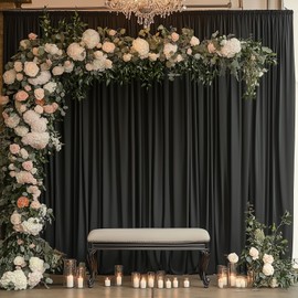 10x10FT Black Backdrop Curtains for Parties Wrinkle Free Black Curtains Backdrop Drapes Soft Fabric Decoration for Birthday Wedding Party Photo Photography Background 5ft x 10ft, 2 Panels