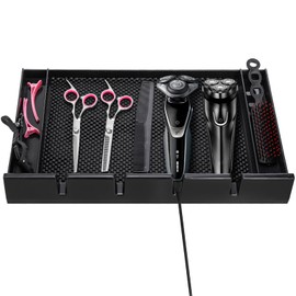 Hedume Barber Clipper Tray Organizer with Anti-Slip Mat, Corded Clippers Holder for Hairdresser, Multifunctional Razors Case for Clippers, Trimmers & Other Tools Storage - 15.7" L x 8.5" W