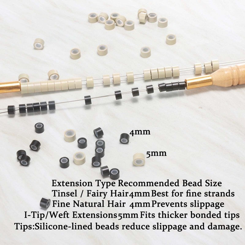 GOTDYA 1000pcs 5mm Black Extension Beads,Silicone Lined Micro Rings,MicroLink I