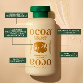 OCOA Curl Care Shampoo - Sulfate-Free Apple, Cupuaçu Butter & Apple Cider Vinegar Shampoo for Curly & Wavy Hair, 10oz - Promotes Hair Growth, Moisture Retention, & Healthy Scalp