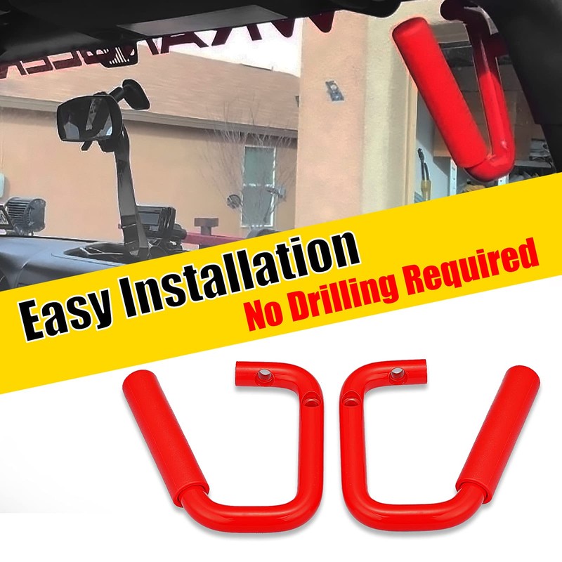 WSays Aluminum Front and Rear Grab Bar Handle Grip Set