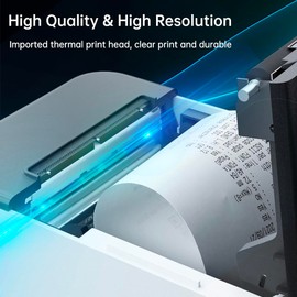 Bisofice 80mm Receipt Printer ESC/POS Thermal Printer Desktop Direct Print USB+LAN Connection High Efficiency with Auto Cutter Large Paper Bin for Shipping Business Restaurant Kitchen Supermarket
