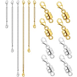 Evnlo Necklace Extenders for Women and Magnetic Necklace Clasp, Gold and Silver Chain Extender for Jewelry Bracelet Anklet