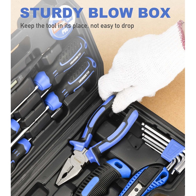 URASISTO 16-Piece Household Tool Set Basic Hand Tool Kit with
