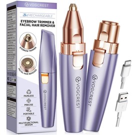 Eyebrow Facial Trimmer: 2 in1 Rechargeable Facial Hair Removal and Eyebrow Electric Shaver - Face Lips Body Painless Facial Razor Daily Comfort:_Crystal Purple