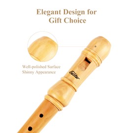 Eastar Soprano Beginners Recorder German Fingering C Key Maple Descant Recorder Instrument for Kids Adults, 3 Piece Recorder With Hard Case, Fingering Chart, Cleaning Kit, ERS-31GM