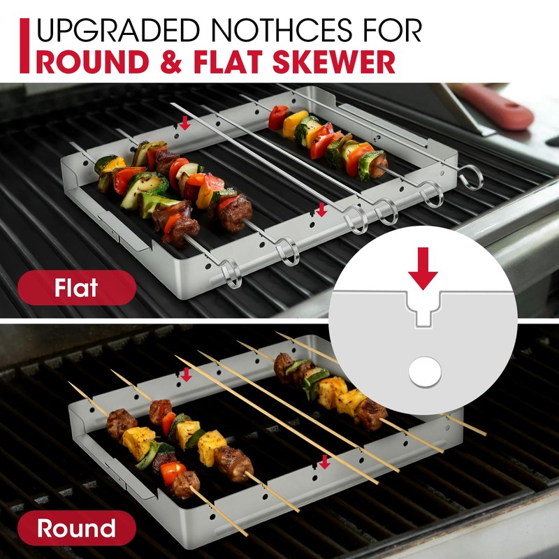 Unicook Upgraded Stainless Steel BBQ Shish Kabob Set, Large Foldable